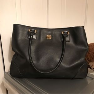 Tory Burch Robinson Large Black Leather Bag
